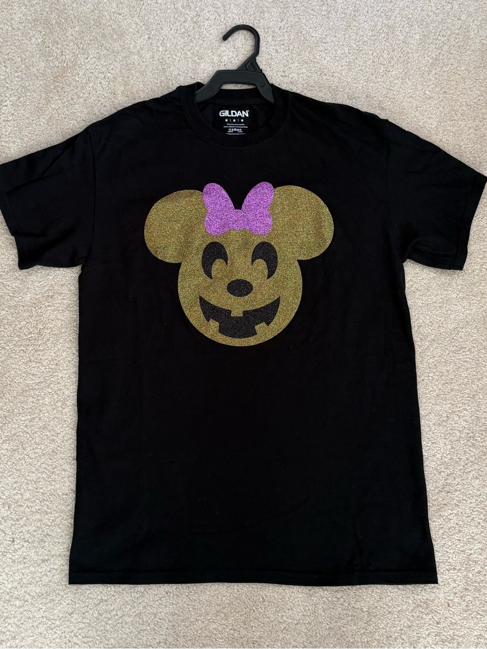 NEW Custom Minnie Mouse Halloween Disney Glitter T-Shirt Unisex Medium M